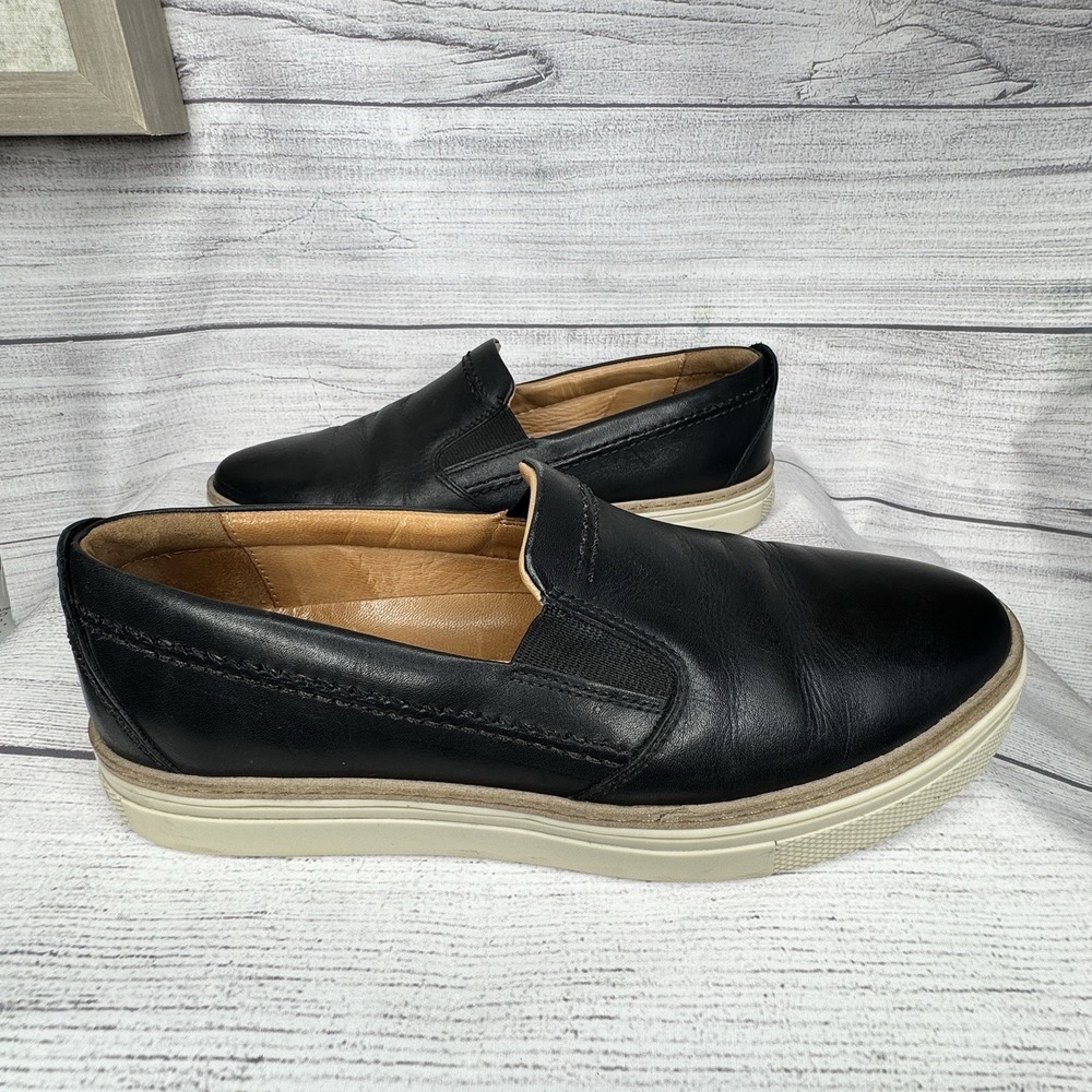 Lucchese Black Leather After Ride Slip Ons with Cream Soles